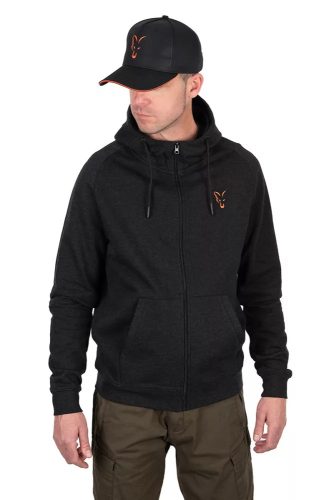 FOX COLLECTION LW Hoody Black/Orange Zipzáros Pulóver XXL 