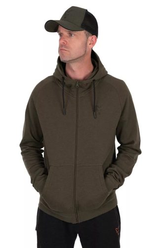 FOX COLLECTION LW Hoody Green/Black Zipzáros Pulóver XXXL 